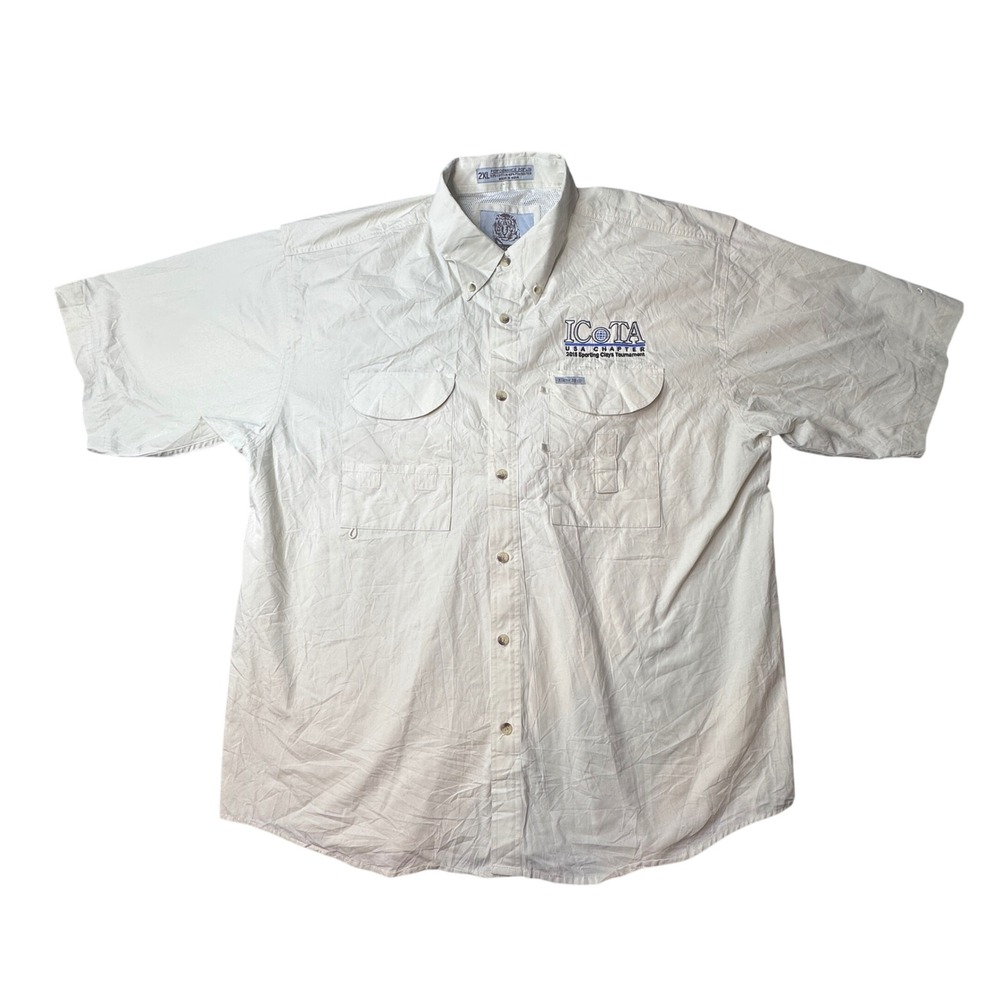 Tiger Hill Shirt Mens 2XL Tan ICOTA Fishing Performance Poplin Short Sleeve Vent